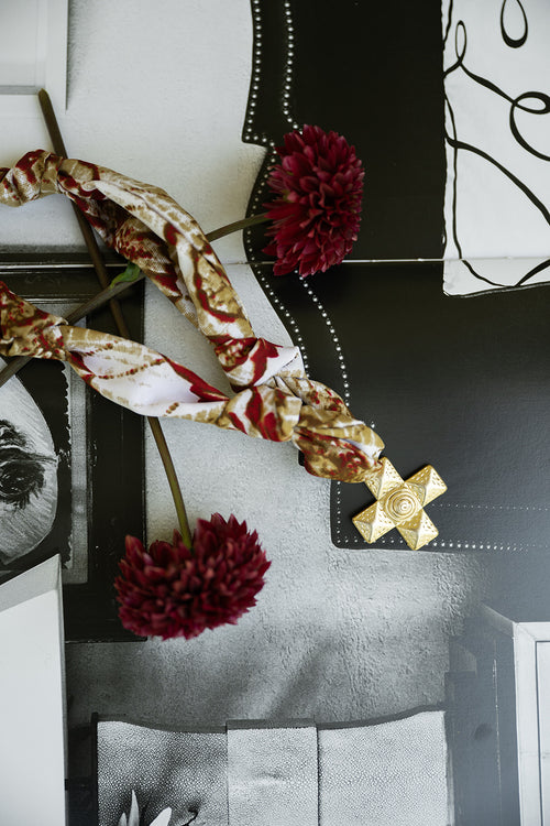 Colors of Fall Antique Cross Scarf Necklace