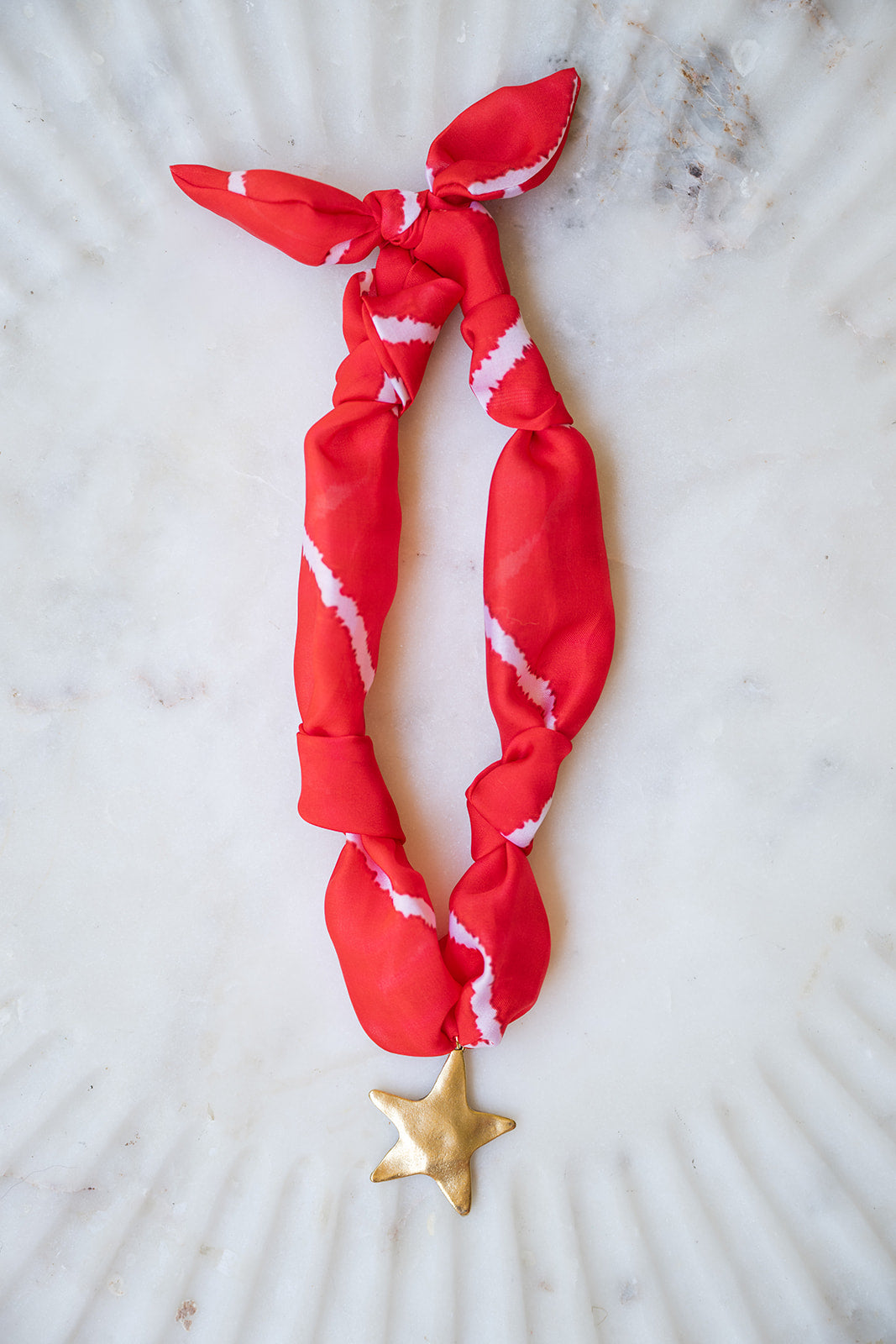 Red Stripes Star Scarf Necklace
