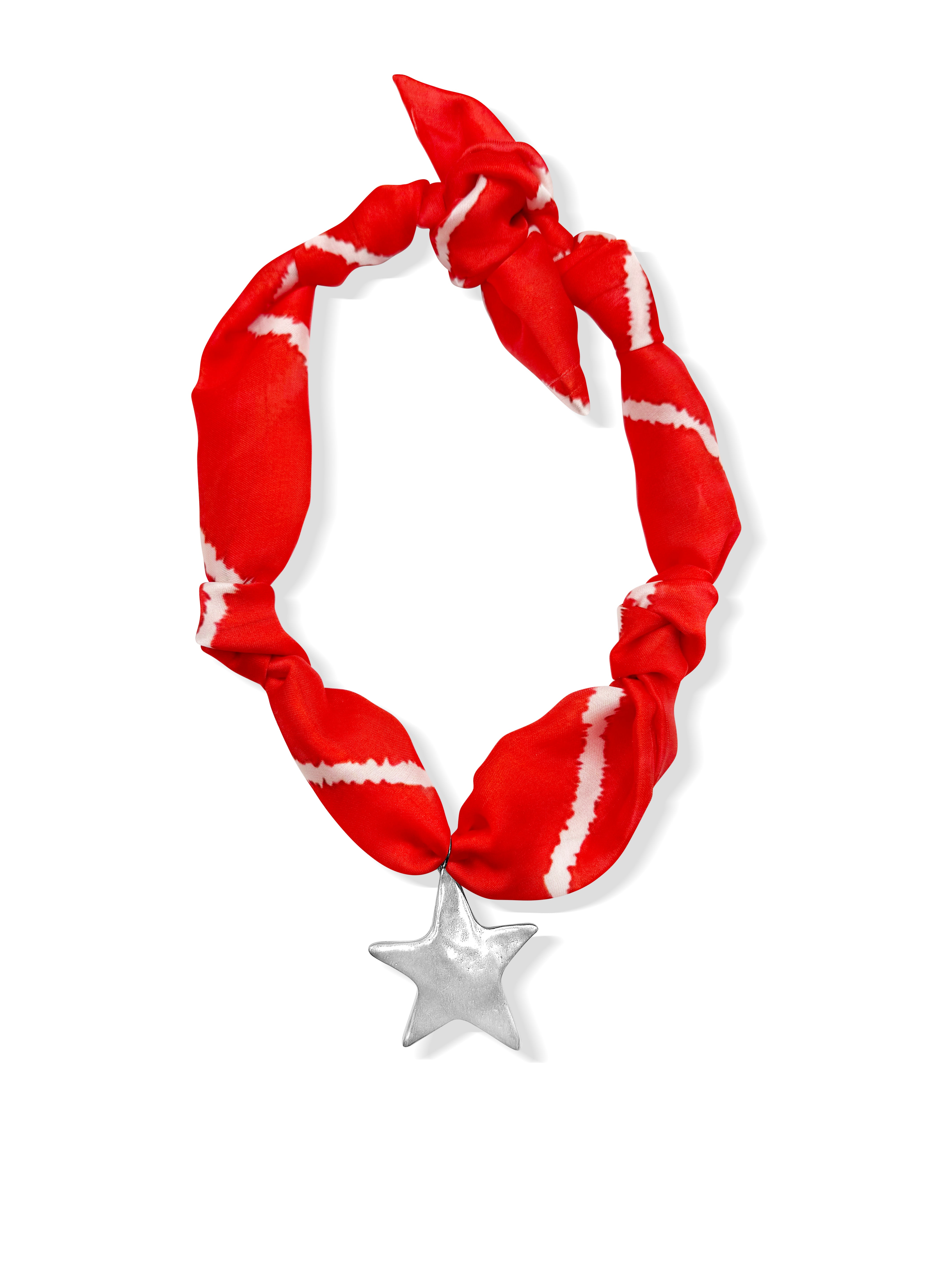 Red Stripes Star Scarf Necklace