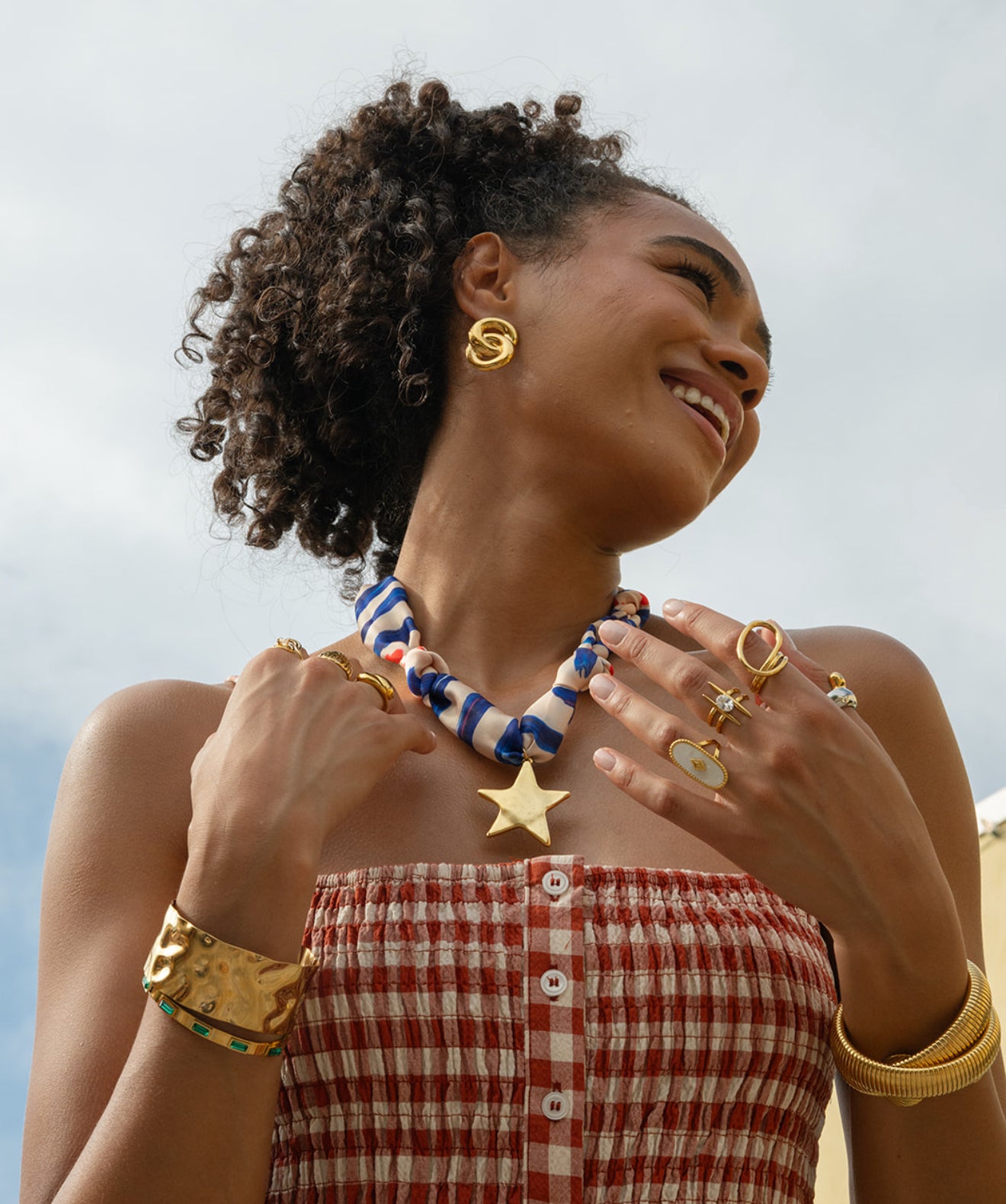 Red & Blue Star Scarf Necklace