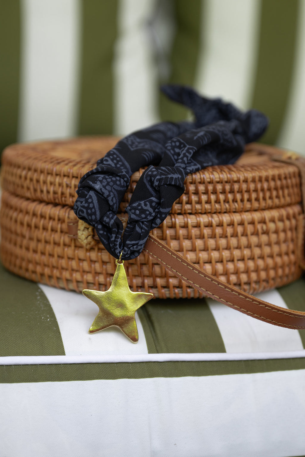 Navy Antique Star Scarf Necklace