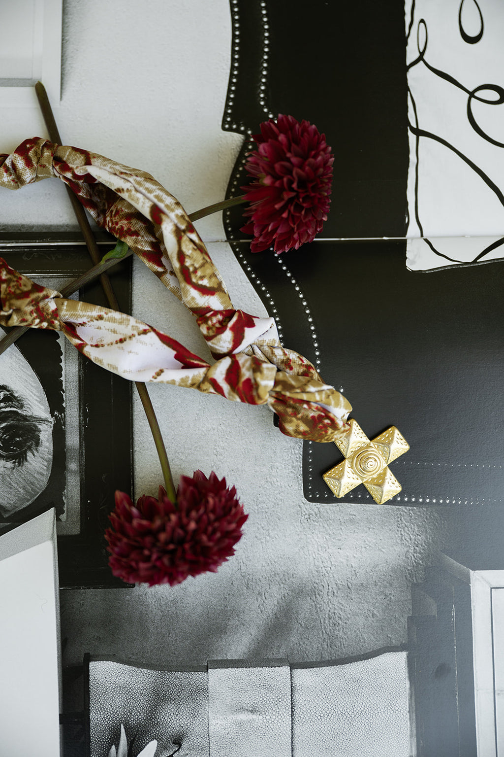 Colors of Fall Antique Cross Scarf Necklace