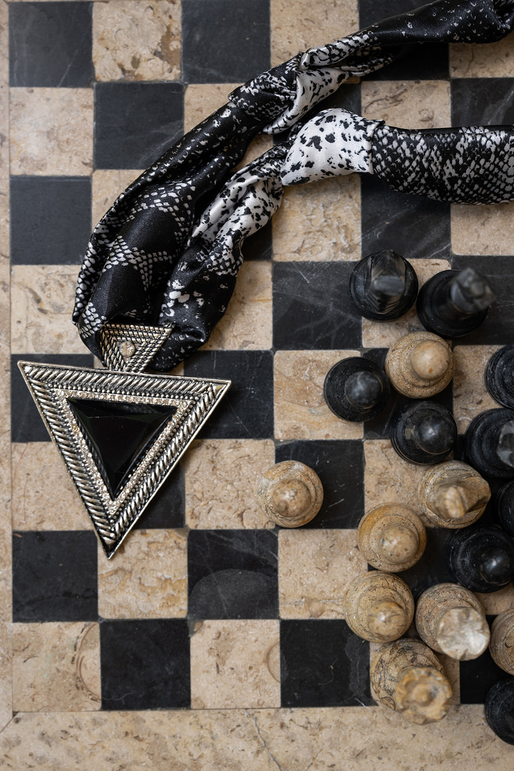 Oversized Triangle Snake Print Scarf Necklace