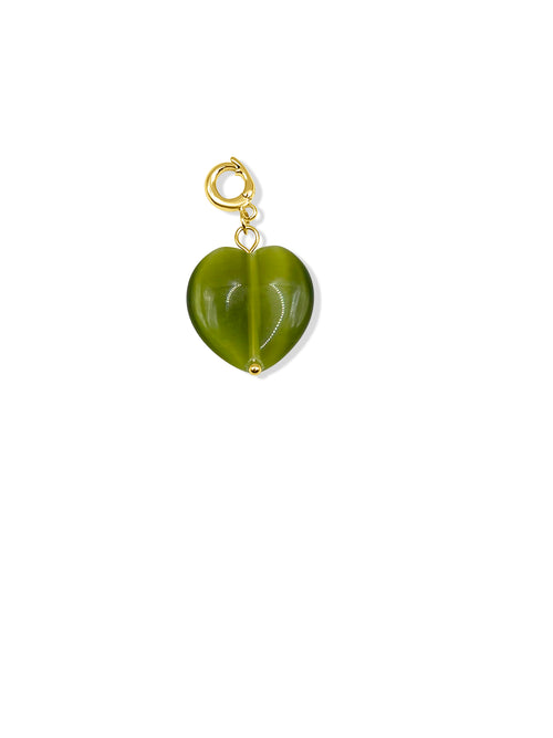 Olive Heart Clip on Charm