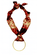 Oversized Hoop Red Snakeskin Scarf Necklace