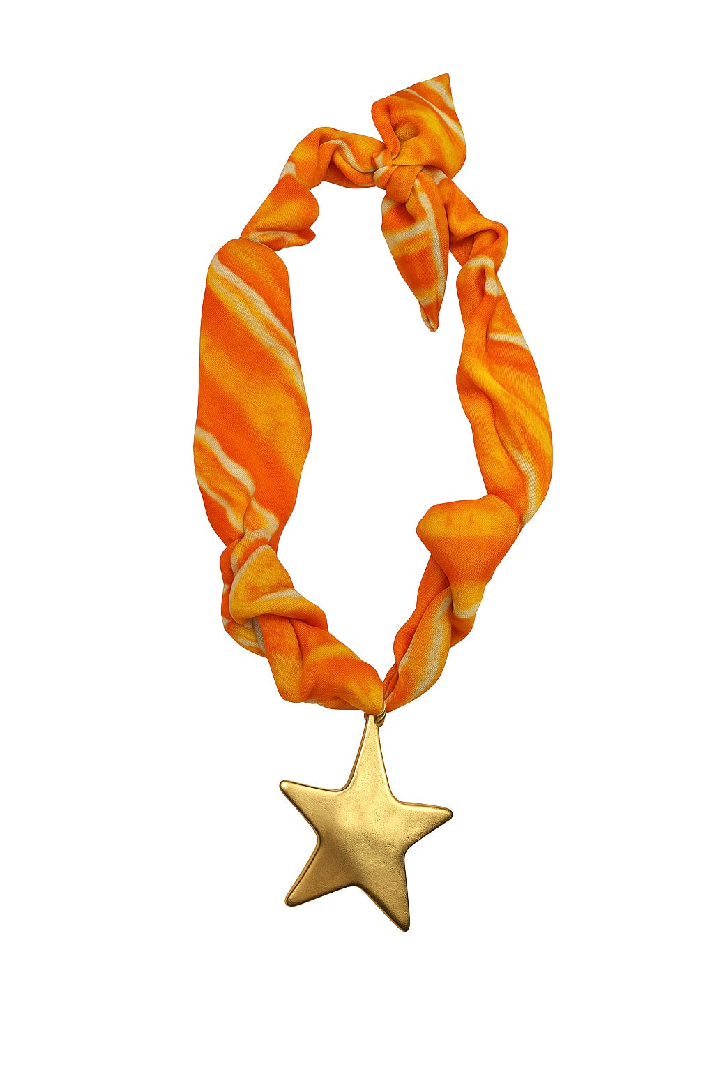 Orange Striped Star Scarf Necklace