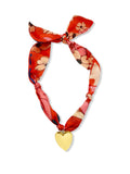 Pink & Red Heart Pendant Scarf Necklace
