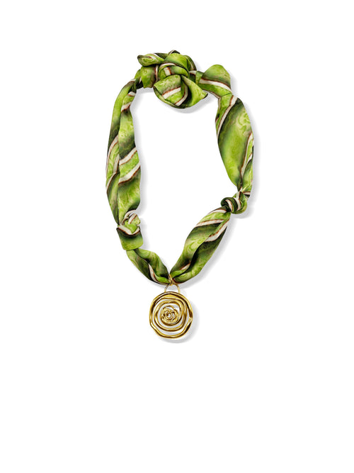 Jungle Green Swirl Scarf Necklace