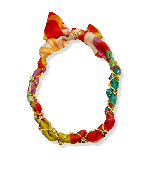 Pink & Orange Chained Scarf Necklace
