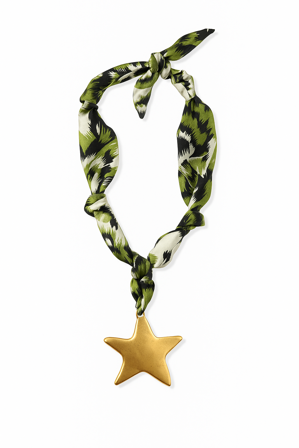 Green Leopard Star Scarf Necklace