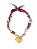 Puffy Heart Scarf Necklace Pink