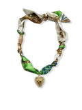 Spike Heart Scarf Necklace Green