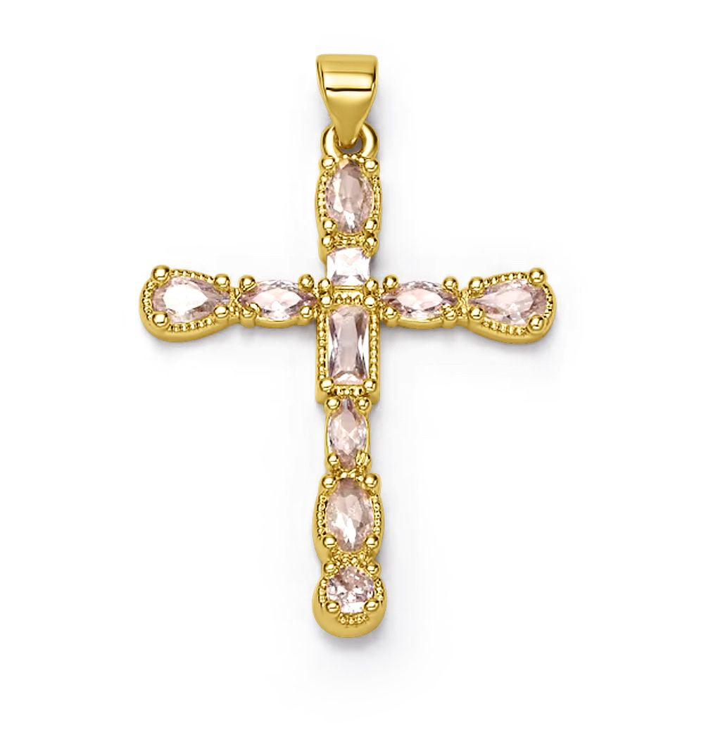 Clear Teardrop Cross Charm