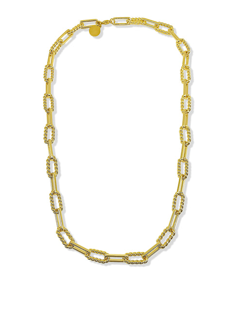 Gold Chunky Paper Clip Chain w/ Twist Charm Necklace