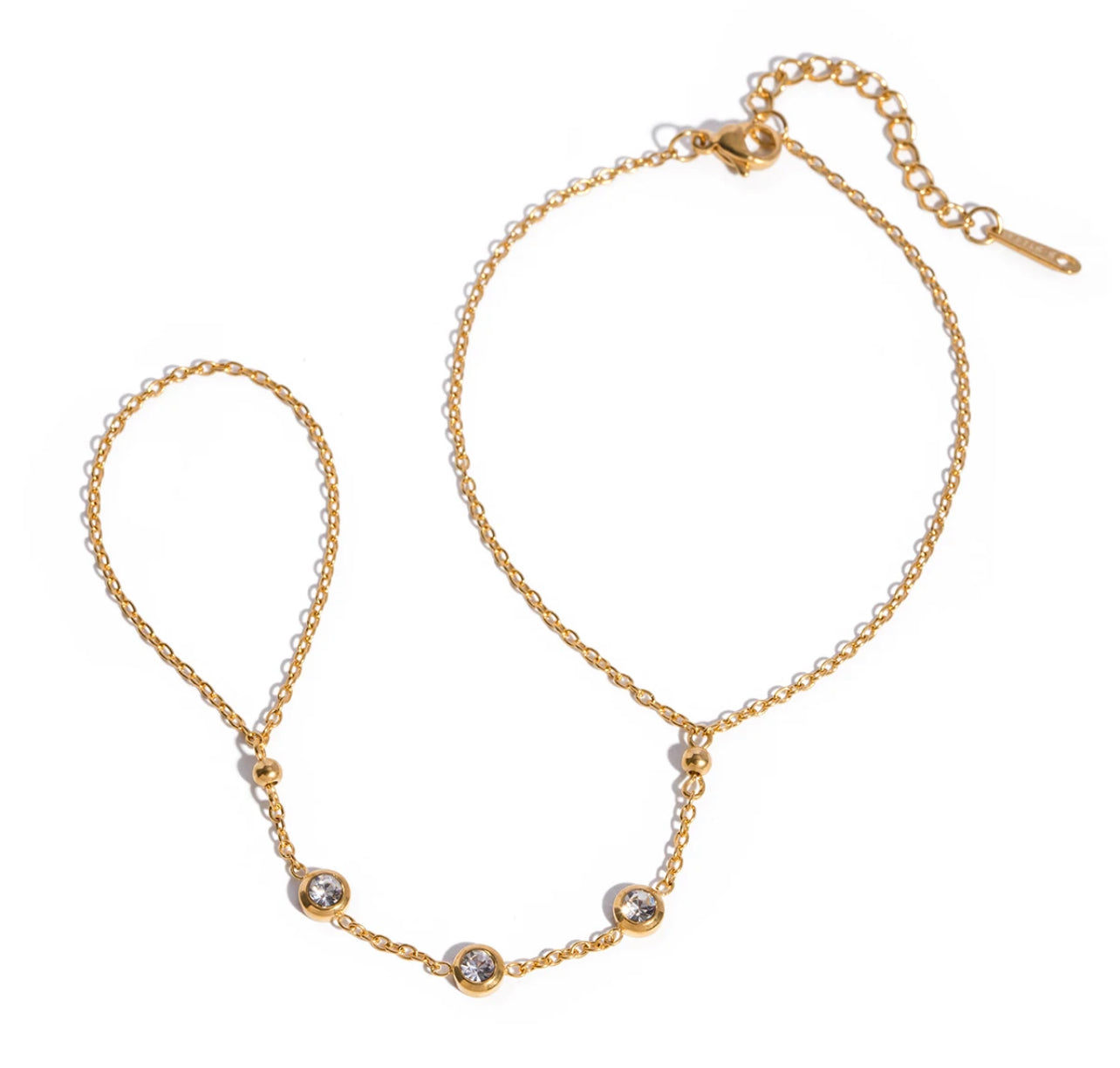 Clear gemstone hand chain