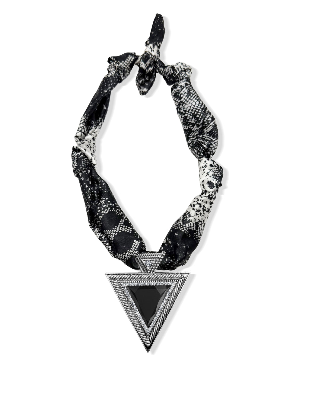 Oversized Triangle Snake Print Scarf Necklace