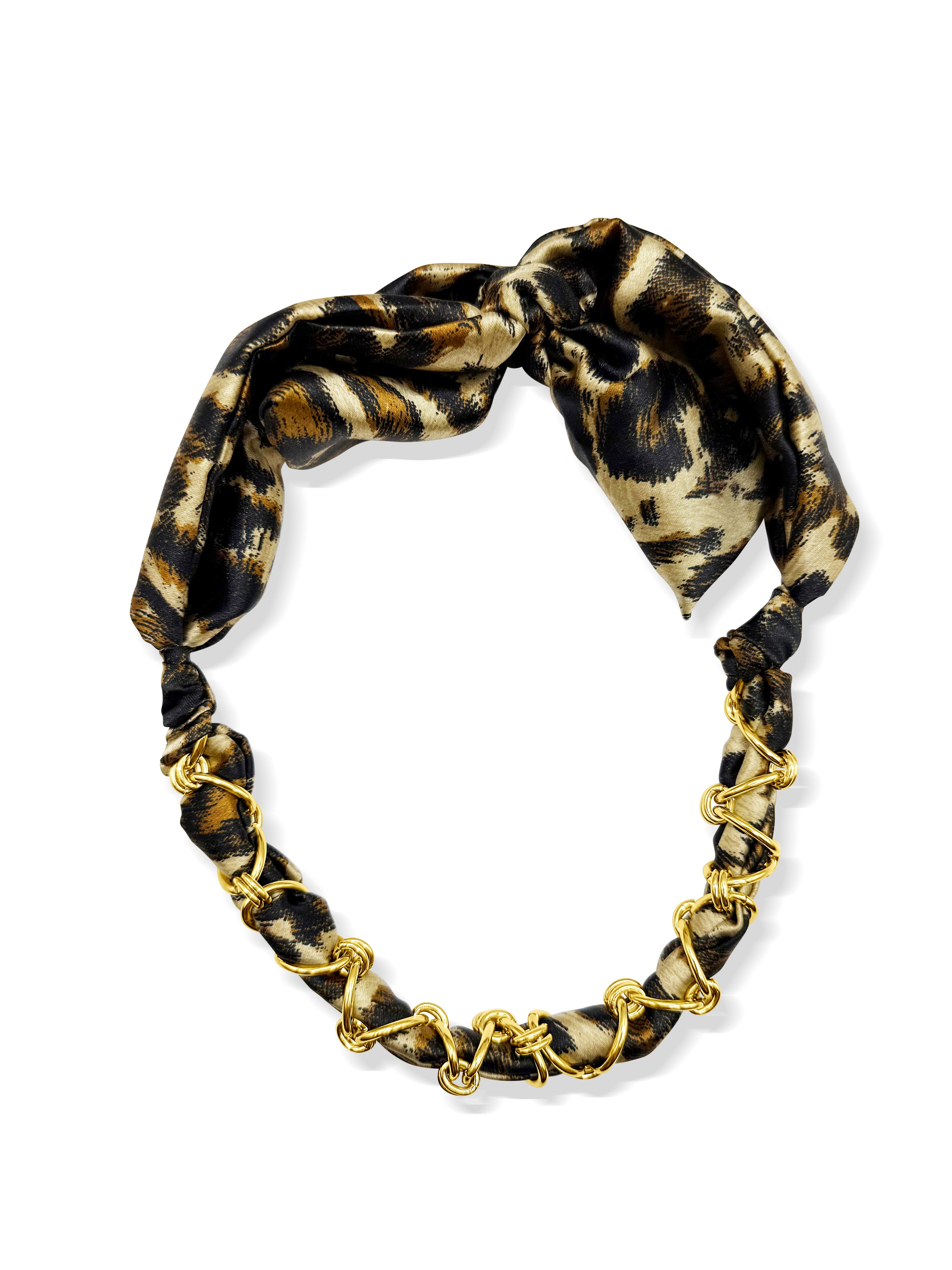 Chained Leopard Scarf Necklace