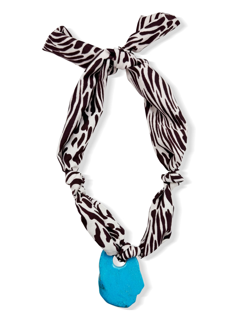 Chocolate Zebra and Turquoise Scarf Necklace